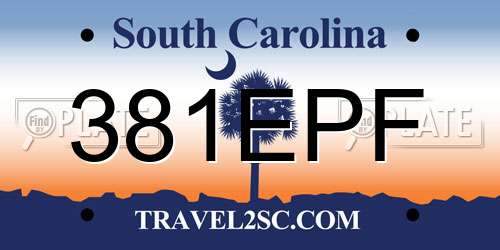 381EPF South Carolina License Plate