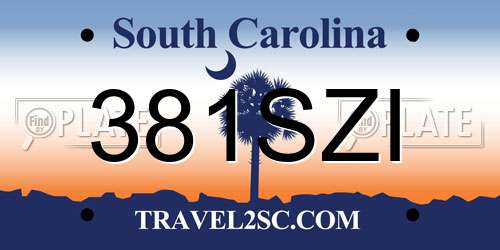 381SZI South Carolina License Plate