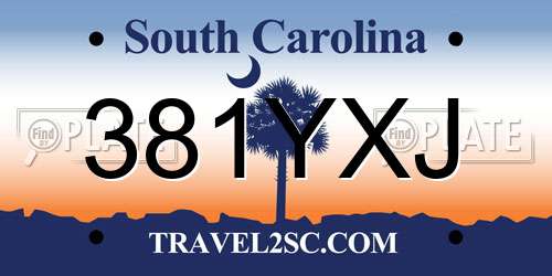 381YXJ South Carolina License Plate