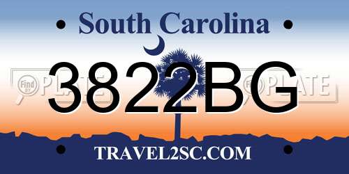 3822BG South Carolina License Plate