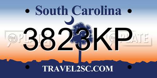 3823KP South Carolina License Plate