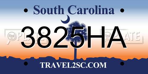 3825HA South Carolina License Plate