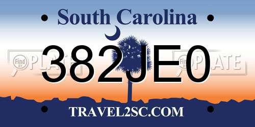 382JE0 South Carolina License Plate