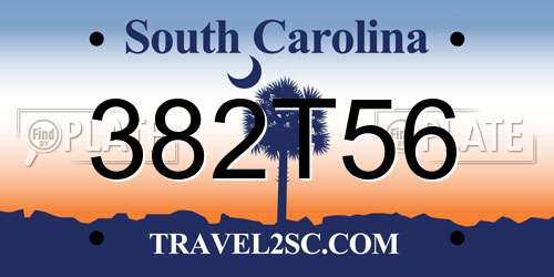 382T56 South Carolina License Plate