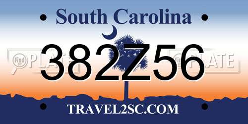 382Z56 South Carolina License Plate