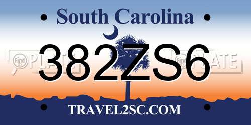 382ZS6 South Carolina License Plate