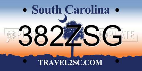 382ZSG South Carolina License Plate