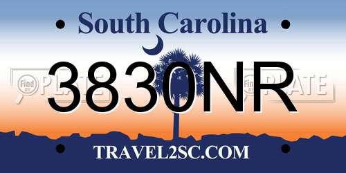 3830NR South Carolina License Plate