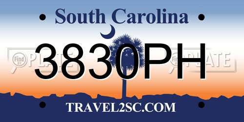 3830PH South Carolina License Plate