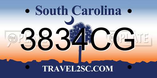 3834CG South Carolina License Plate