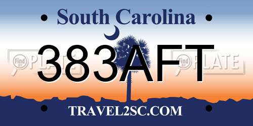 383AFT South Carolina License Plate