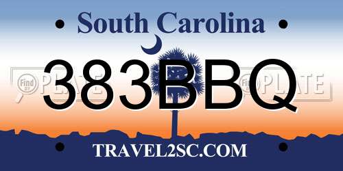 383BBQ South Carolina License Plate