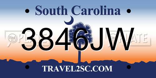 3846JW South Carolina License Plate