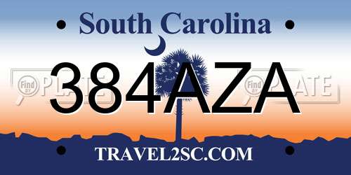384AZA South Carolina License Plate