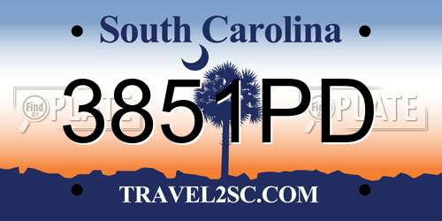 3851PD South Carolina License Plate