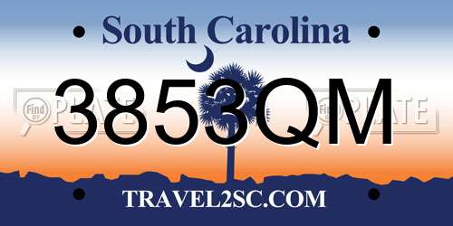 3853QM South Carolina License Plate