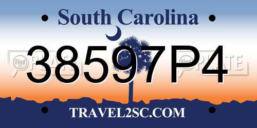 38597P4 South Carolina License Plate