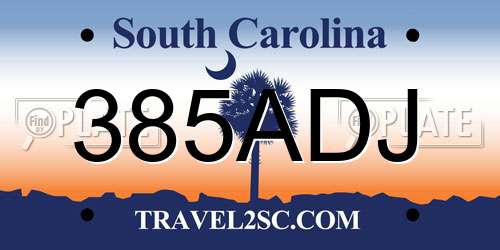 385ADJ South Carolina License Plate