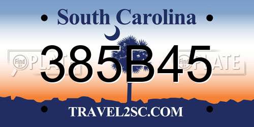 385B45 South Carolina License Plate