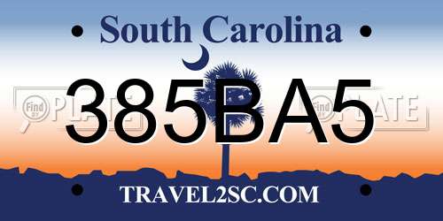 385BA5 South Carolina License Plate