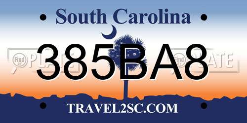 385BA8 South Carolina License Plate
