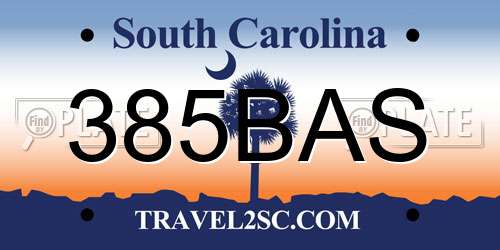 385BAS South Carolina License Plate
