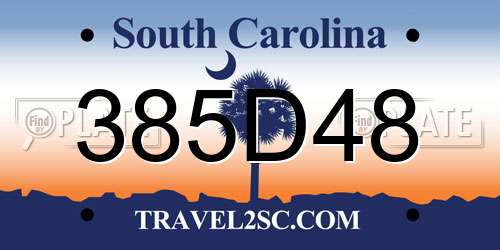 385D48 South Carolina License Plate