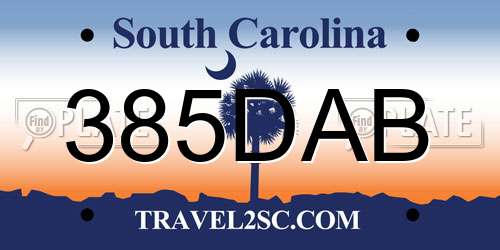 385DAB South Carolina License Plate