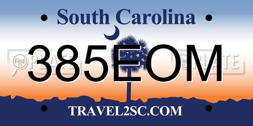 385EOM South Carolina License Plate