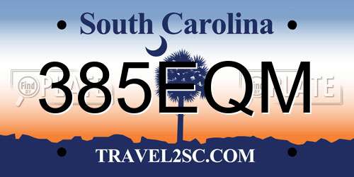 385EQM South Carolina License Plate