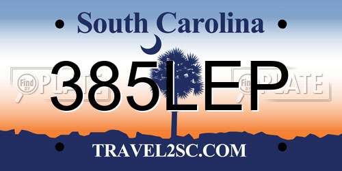 385LEP South Carolina License Plate