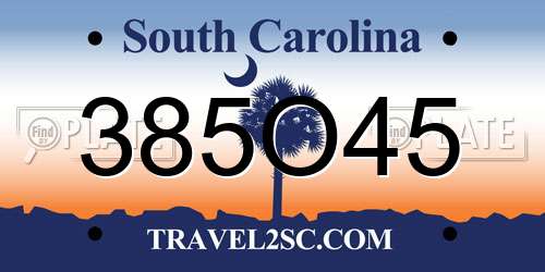 385O45 South Carolina License Plate