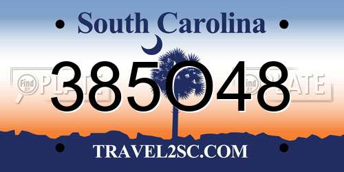 385O48 South Carolina License Plate