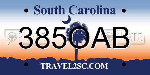 385OAB South Carolina License Plate