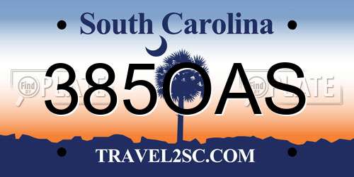 385OAS South Carolina License Plate