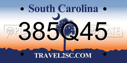 385Q45 South Carolina License Plate