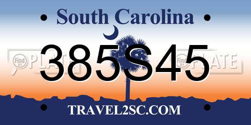 385S45 South Carolina License Plate