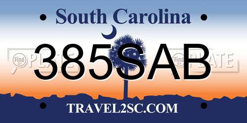385SAB South Carolina License Plate