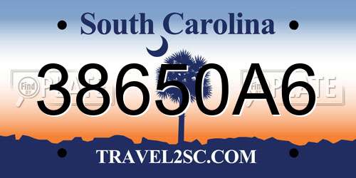 38650A6 South Carolina License Plate