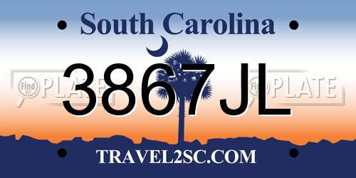 3867JL South Carolina License Plate
