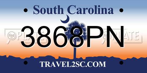3868PN South Carolina License Plate
