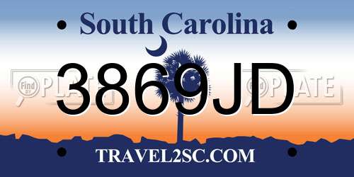 3869JD South Carolina License Plate