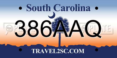 386AAQ South Carolina License Plate