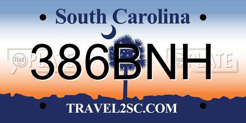 386BNH South Carolina License Plate