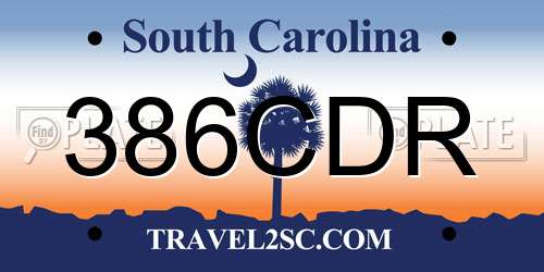 386CDR South Carolina License Plate
