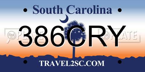 386CRY South Carolina License Plate