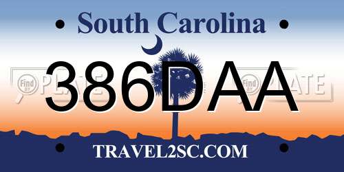 386DAA South Carolina License Plate