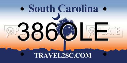 386OLE South Carolina License Plate