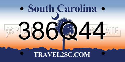 386Q44 South Carolina License Plate
