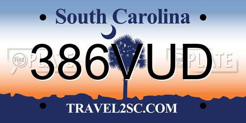 386VUD South Carolina License Plate